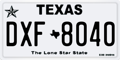 TX license plate DXF8040