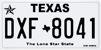 TX license plate DXF8041