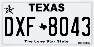 TX license plate DXF8043