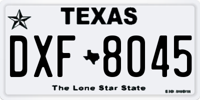 TX license plate DXF8045