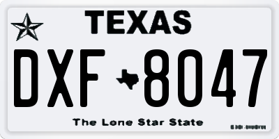 TX license plate DXF8047