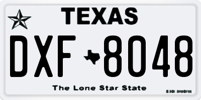 TX license plate DXF8048