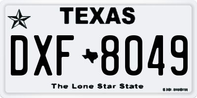 TX license plate DXF8049