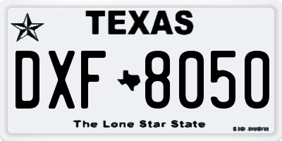 TX license plate DXF8050