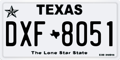 TX license plate DXF8051