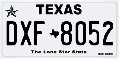 TX license plate DXF8052