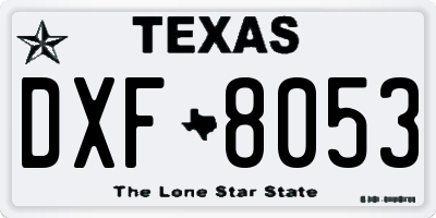 TX license plate DXF8053
