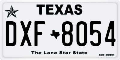 TX license plate DXF8054