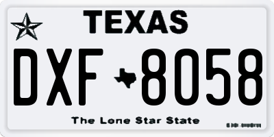 TX license plate DXF8058