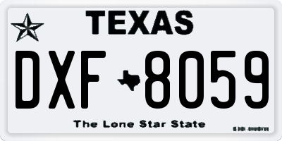 TX license plate DXF8059