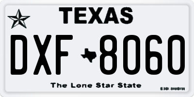 TX license plate DXF8060