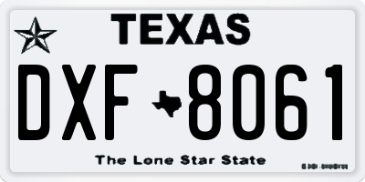 TX license plate DXF8061