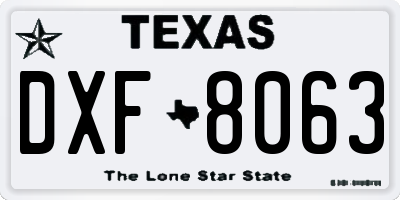 TX license plate DXF8063