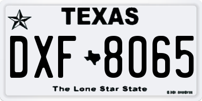 TX license plate DXF8065