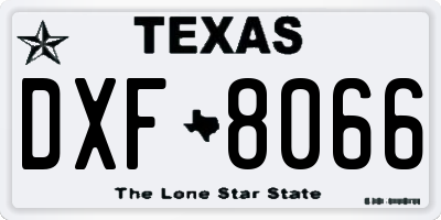 TX license plate DXF8066