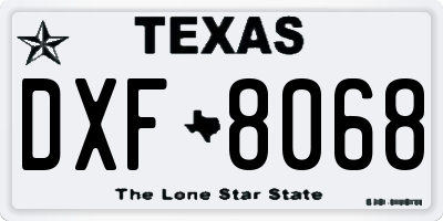 TX license plate DXF8068
