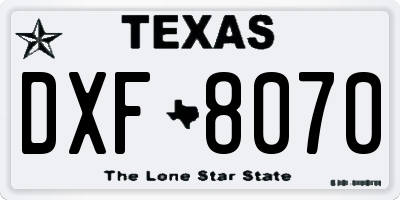 TX license plate DXF8070