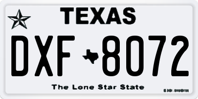 TX license plate DXF8072