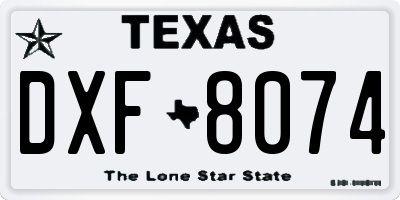 TX license plate DXF8074