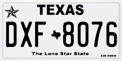 TX license plate DXF8076