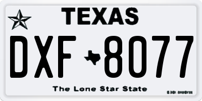 TX license plate DXF8077