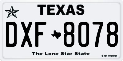 TX license plate DXF8078