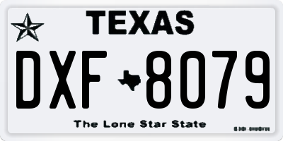 TX license plate DXF8079