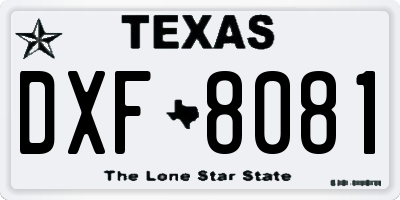 TX license plate DXF8081