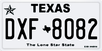 TX license plate DXF8082