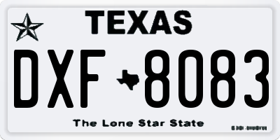 TX license plate DXF8083