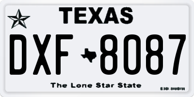 TX license plate DXF8087