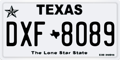 TX license plate DXF8089