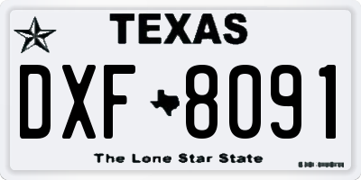 TX license plate DXF8091