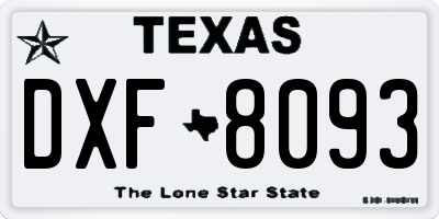 TX license plate DXF8093