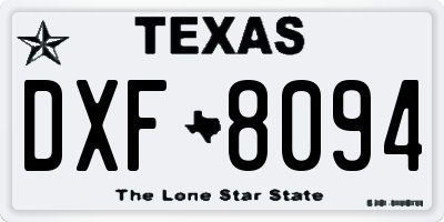 TX license plate DXF8094