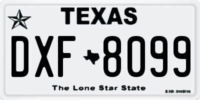 TX license plate DXF8099