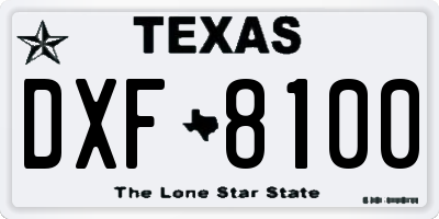 TX license plate DXF8100