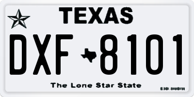 TX license plate DXF8101