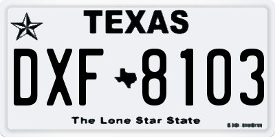 TX license plate DXF8103