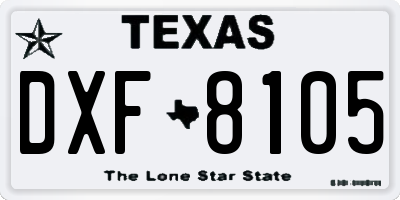 TX license plate DXF8105