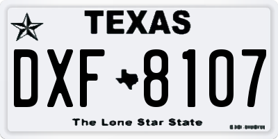 TX license plate DXF8107