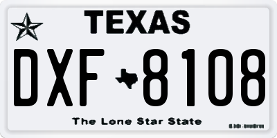 TX license plate DXF8108
