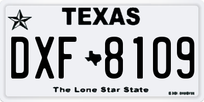 TX license plate DXF8109