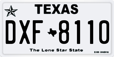 TX license plate DXF8110