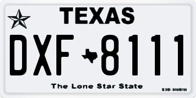 TX license plate DXF8111