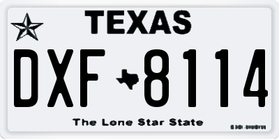 TX license plate DXF8114