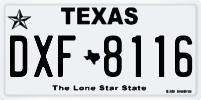 TX license plate DXF8116