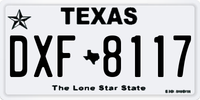 TX license plate DXF8117
