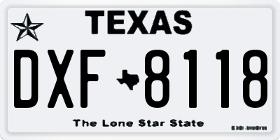 TX license plate DXF8118