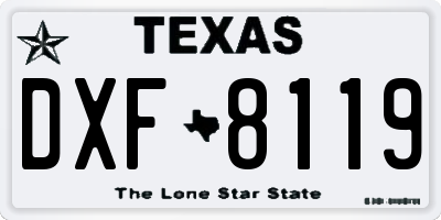 TX license plate DXF8119